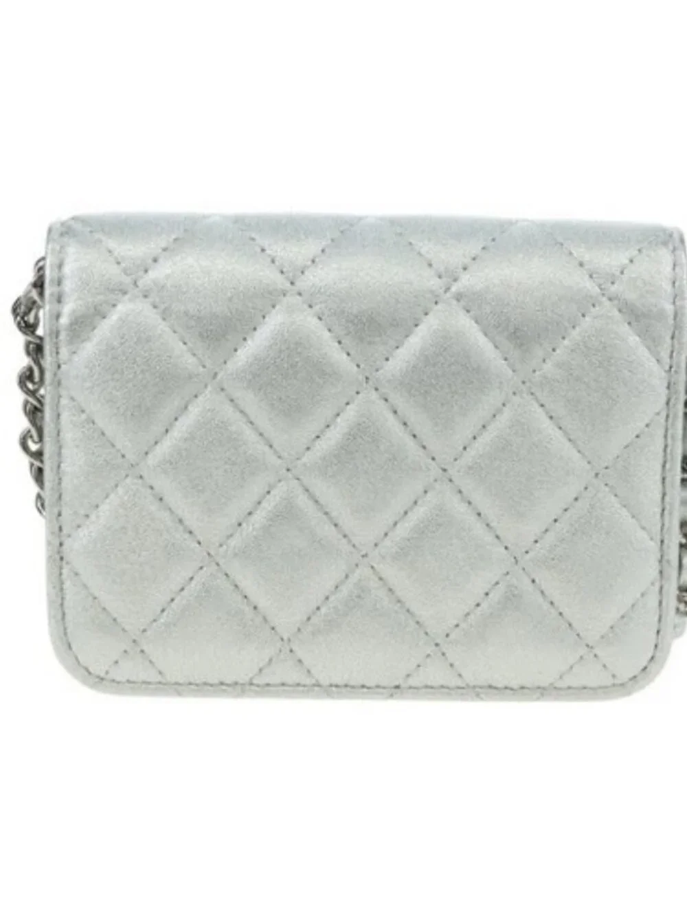CHANEL Chain Shoulder Bag Leather Silver CC Auth 170531SAM